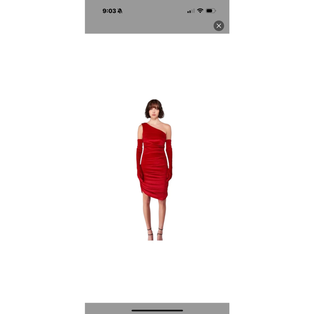 Miscreants Red One Shoulder Velvet Dress Size 8 $350 MSRP